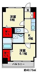 スカイシャトレ空港南 2Kの間取図画像