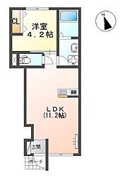 フラワーコート別府西 1LDKの間取図画像