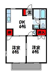CELINE弐番館 2DKの間取図画像