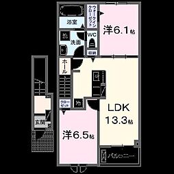 ウニコII 2階2LDKの間取り