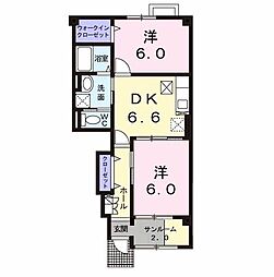 プロムナードB 2DKの間取図画像
