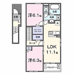 エクセレント・ヴェル　II 2階2LDKの間取り