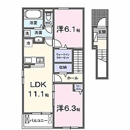エクセレント・ヴェル　II 2階2LDKの間取り