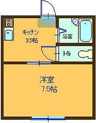 ピエール壱番館 1Kの間取図画像