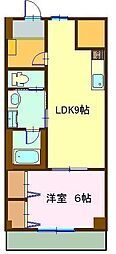 ピア・コートC 1LDKの間取図画像