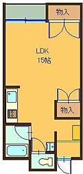 ディマンシェ・パル ワンルームの間取図画像