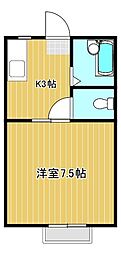 ピエール弐番館 1Kの間取図画像