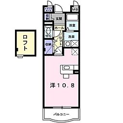 シャンポールA ワンルームの間取図画像