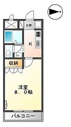 パークサイドしみず 1Kの間取図画像