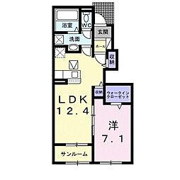 フリージアB 1LDKの間取図画像