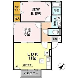 エクレールA 2LDKの間取図画像