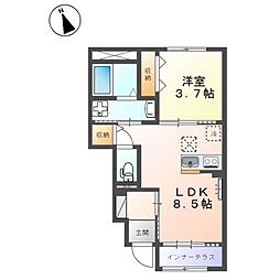 ベルクオーレ2 1LDKの間取図画像