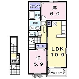 リューナB 2LDKの間取図画像