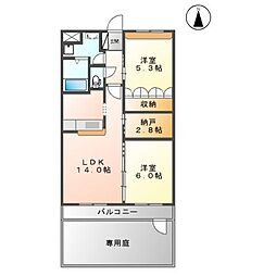 プランドール2 2LDKの間取図画像
