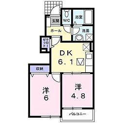 ハイドランジア1番館 2DKの間取図画像