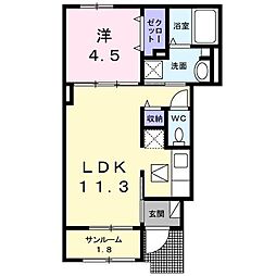コリウスB 1LDKの間取図画像