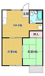 セレーネハイム第28 2DKの間取図画像