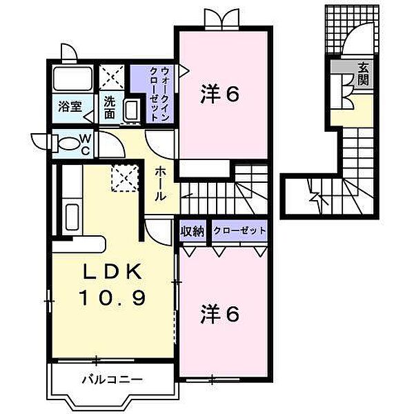 鳥取県米子市車尾 3丁目(賃貸アパート2LDK・2階・59.28㎡)の写真 その2