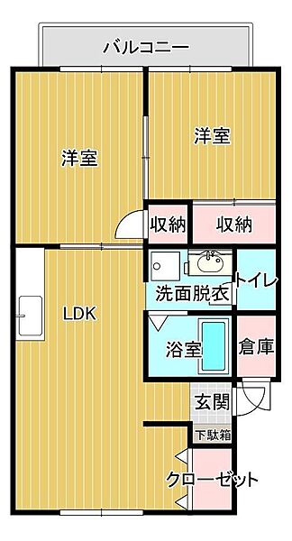 セジュールA＆K A202｜鳥取県米子市西福原 2丁目(賃貸アパート2LDK・2階・51.34㎡)の写真 その2