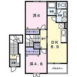 フレーシア 2DKの間取図画像