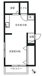五洋アパートメンツ ワンルームの間取図画像