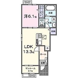 メゾン初富 1階1LDKの間取り