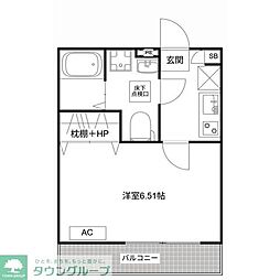 JR常磐線 柏駅 徒歩12分の賃貸アパート 1階1Kの間取り