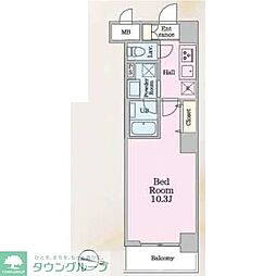 東武野田線 船橋駅 徒歩10分の賃貸マンション 4階1Kの間取り