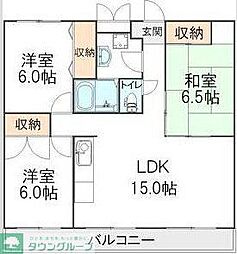 グレース松戸II 2階3LDKの間取り