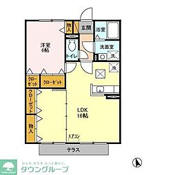 JR常磐線 馬橋駅 徒歩24分の賃貸アパート 1階1LDKの間取り