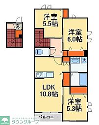 メゾンクレール日暮Ｓｏｕｔｈ 2階3LDKの間取り