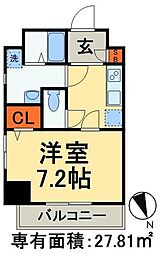 北総鉄道 新鎌ヶ谷駅 徒歩5分の賃貸マンション 4階1Kの間取り