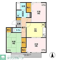 フレマリール鎌ヶ谷　B 2階3DKの間取り