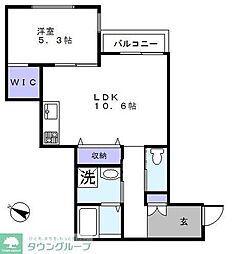 ＳＯＮＯＲＡ滝不動 3階1LDKの間取り