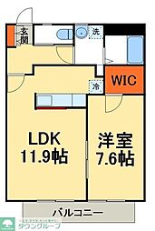スカイピーク参番館 1階1LDKの間取り
