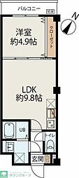 京成松戸線 初富駅 徒歩10分の賃貸マンション 3階1LDKの間取り