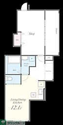 エリンコート矢切 1階ワンルームの間取り