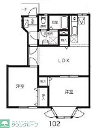 ポワールメゾン2番館 1階2LDKの間取り