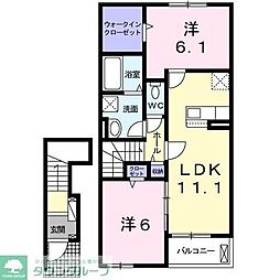 グランテリア瀬戸I　Ａ 2階2LDKの間取り