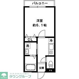 Ｌｉｅｖｅｒ Ｂ棟 2階1Kの間取り
