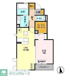 グリーンテリアGI 1階1LDKの間取り