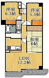 アイングレース八千代 4階3LDKの間取り