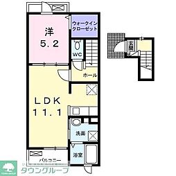 リヴェール　牧の原 2階1LDKの間取り