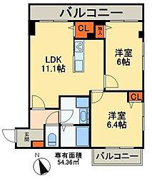 ファミリア一番館 3階2LDKの間取り