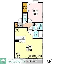 オベルジーヌ　Ｂ 2階1LDKの間取り