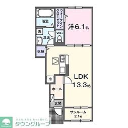 ルーナ・プレーナ 1階1LDKの間取り