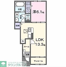 レ　プリューム　ドゥ 1階1LDKの間取り