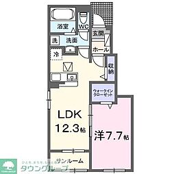 レ　プリューム　アン 1階1LDKの間取り