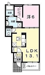 京成松戸線 初富駅 徒歩10分の賃貸アパート 1階1LDKの間取り