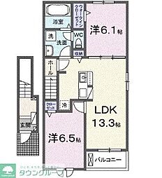 エスタブレＡ 2階2LDKの間取り